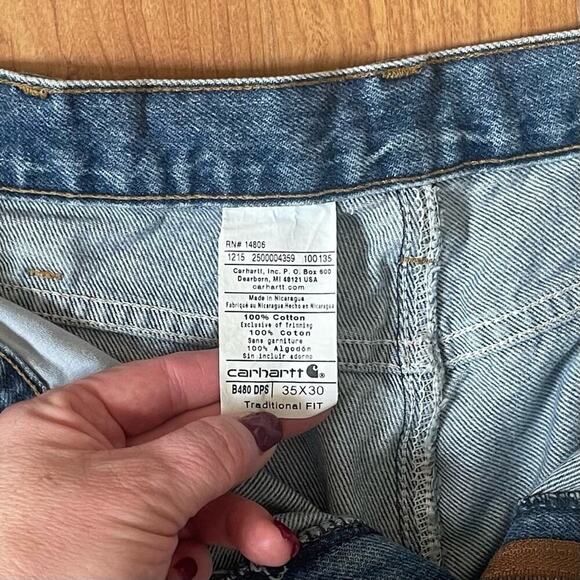 Carhartt VTG Jeans Unisex 35x30 Blue Denim Y2K Made in USA 100% Cotton - Picture 6 of 6